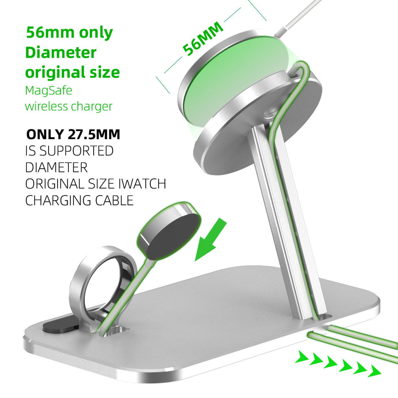 Alloy Storage Base Data Cable Watch Charging Stand