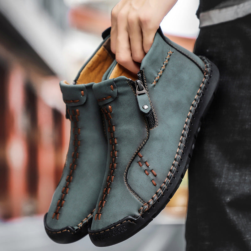 Men's Hand-stitched High-top Men's Shoes Large Size Outdoor