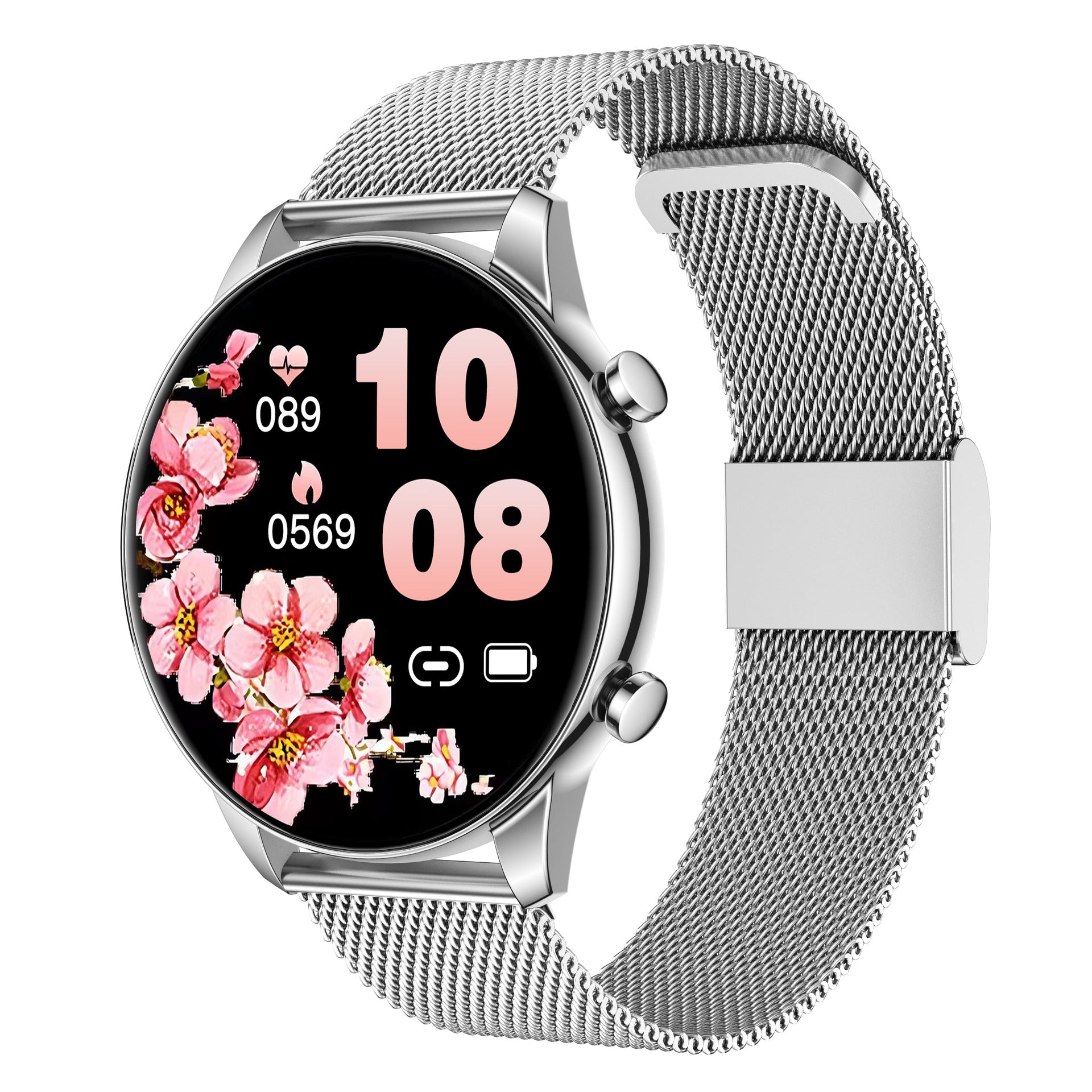 Smartwatch with Touch + Key Control & Steel/Silicone Bands