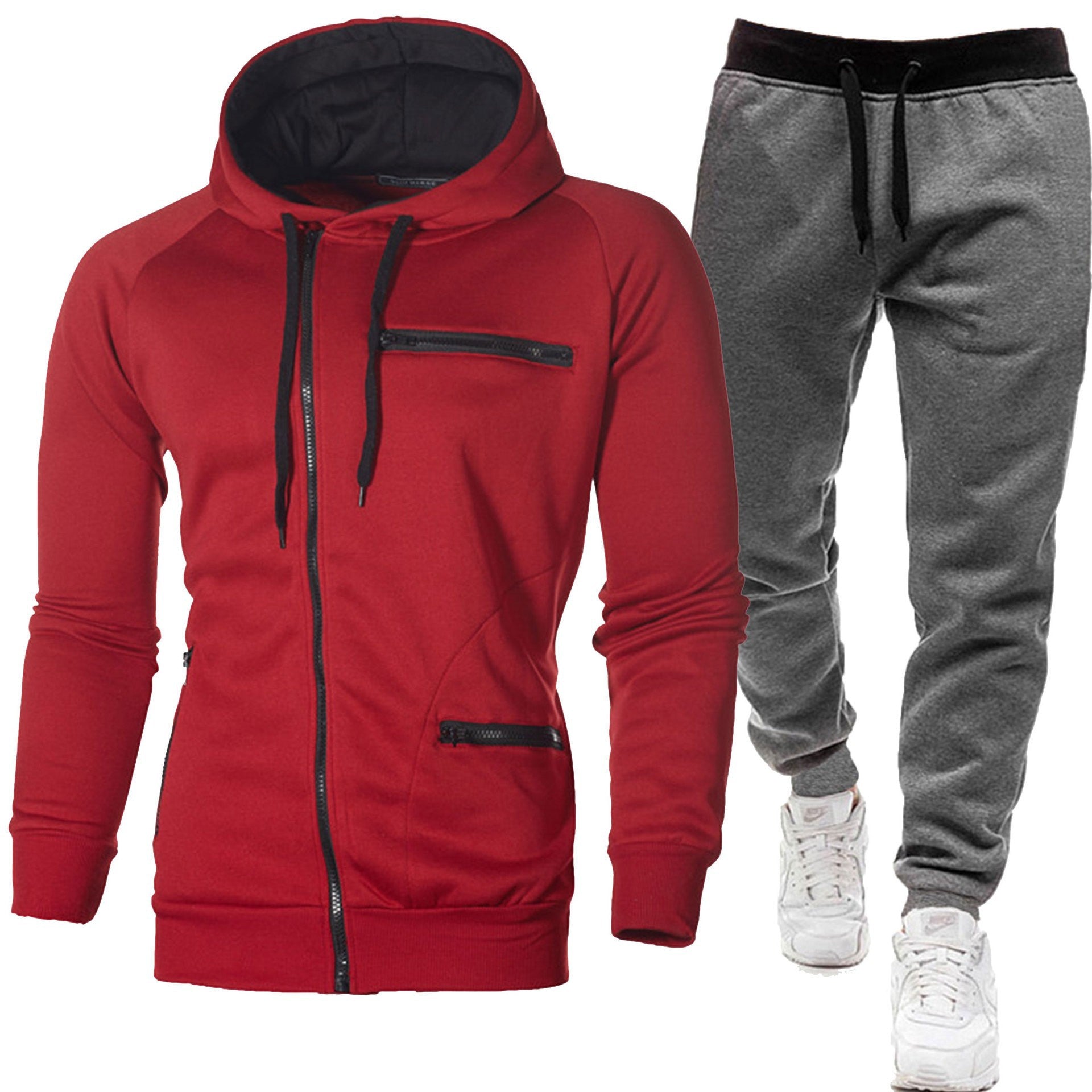 Men's Solid Color Sports Casual Jacquard Sweatshirt