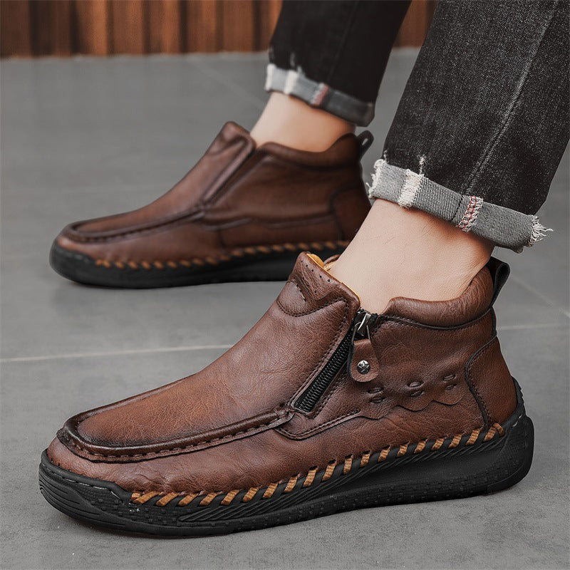 Men's Large-size Casual Hand-sewn Retro Work Boots
