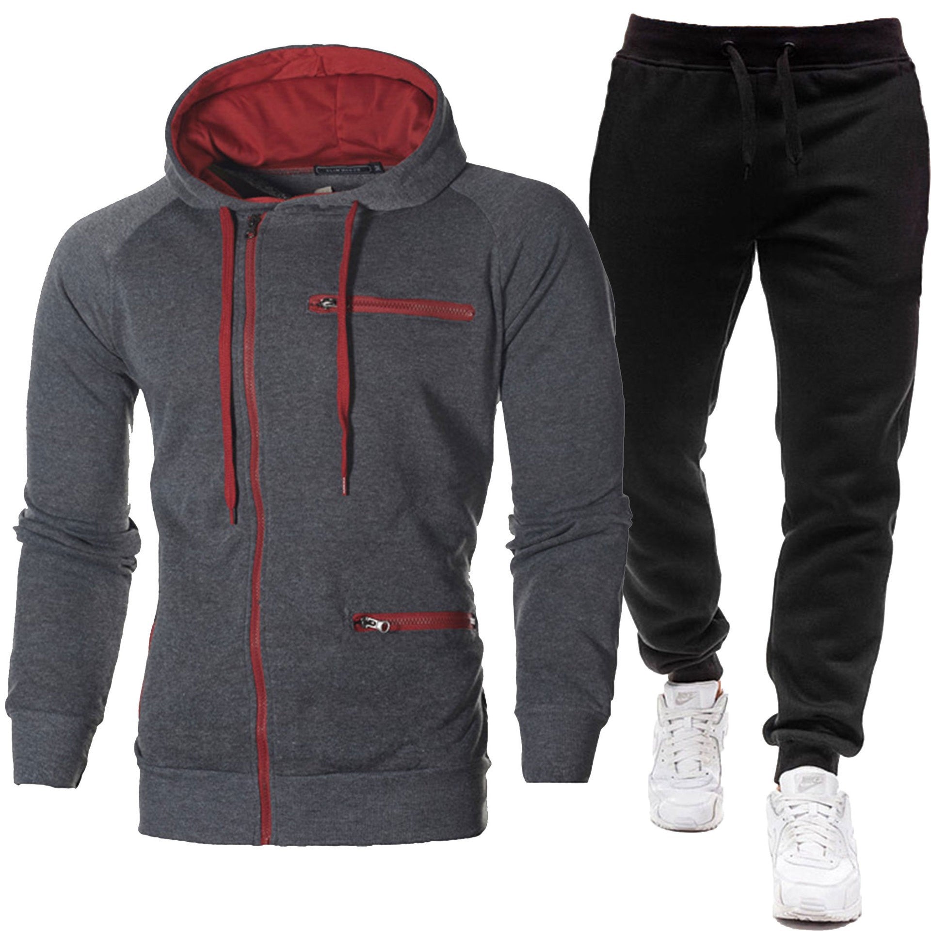 Men's Solid Color Sports Casual Jacquard Sweatshirt